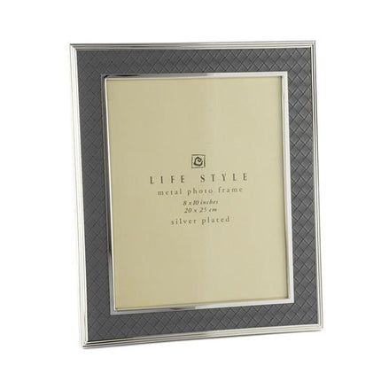 Mikasa Moor Gri Gümüş Deri Desenli Büyük Boy Metal Çerçeve 20X25 Cm - Luxury Photo Frame