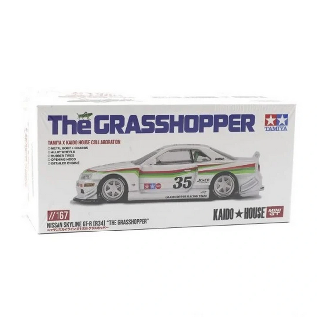 Mini GT 1/64 Nissan Skyline GT-R (R34) TAMIYA x KAIDO HOUSE "The GRASSHOPPER" V1