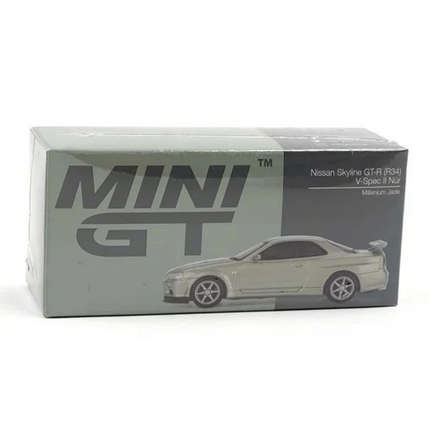 Mini GT 1/64 Nissan Skyline GT-R (R34) V-Spec II Nür Millenium Jade