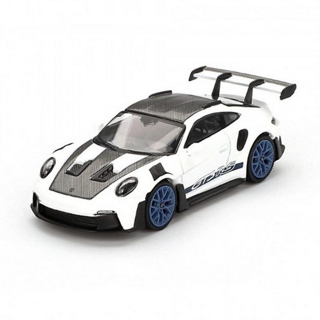 Mini GT 1/64 Porsche 911 (992) GT3 RS Weissach Package White with Indigo Blue
