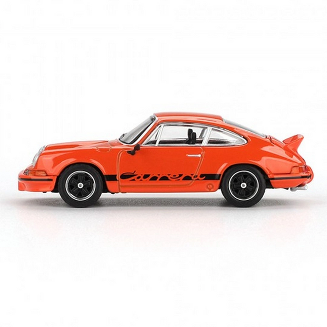 Mini GT 1/64 Porsche 911 Carrera RS 2.7 Tangerine with Black Livery