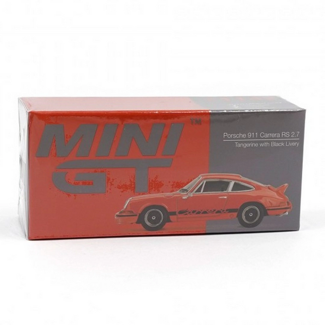 Mini GT 1/64 Porsche 911 Carrera RS 2.7 Tangerine with Black Livery