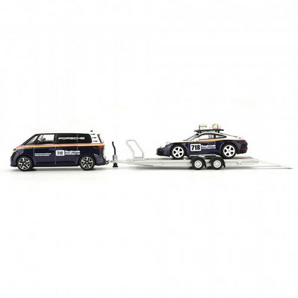 Mini GT 1/64 Porsche 911 Dakar #718 / Volkswagen ID. Buzz Porsche Centrum Gelderland Roughroads Set