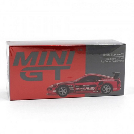 Mini GT 1/64 Toyota Supra (A80) Top Secret GT-300 Top Secret Red Chrome