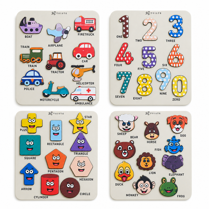 Mini Ahşap Puzzle Hayvanlar - Taşıtlar - Şekiller - Sayılar