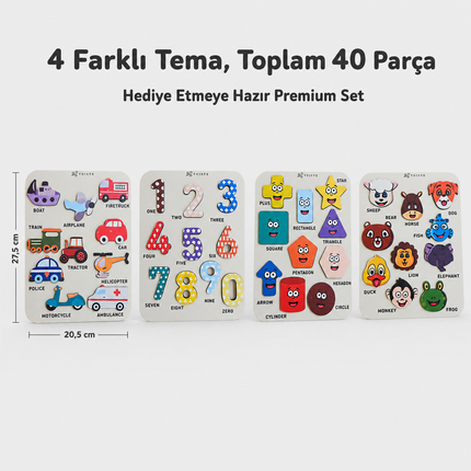 Mini Ahşap Puzzle Hayvanlar - Taşıtlar - Şekiller - Sayılar
