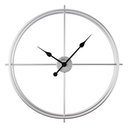 Minimal Gümüş İskandinav Duvar Saati 66.5 Cm - Büyük Boy Metal Dekoratif Salon Saati