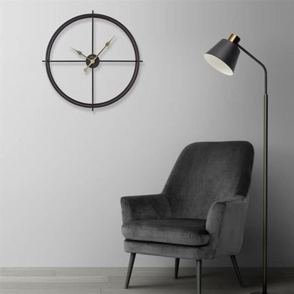 Minimal Siyah İskandinav Duvar Saati 66.5 Cm - Büyük Boy Metal Dekoratif Salon Saati