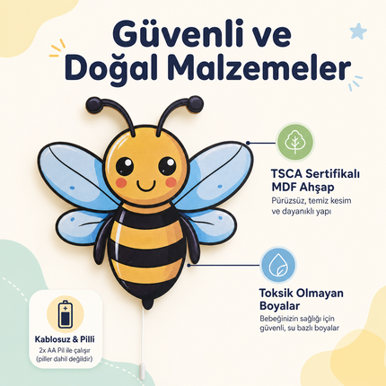 Mutlu Arı Bebek ve Çocuk Odası LED Duvar Lambası