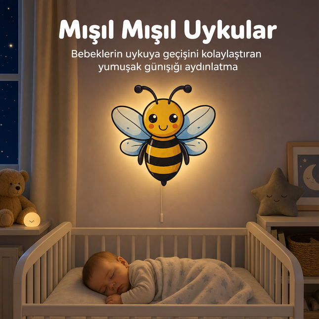 Mutlu Arı Bebek ve Çocuk Odası LED Duvar Lambası