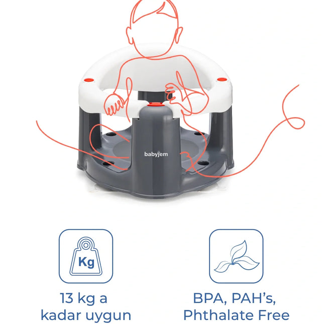 Babyjem Önden Açılır Banyo & Mama Oturağı Beyaz