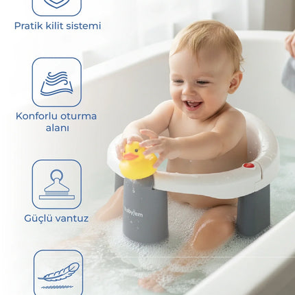 Babyjem Önden Açılır Banyo & Mama Oturağı Beyaz