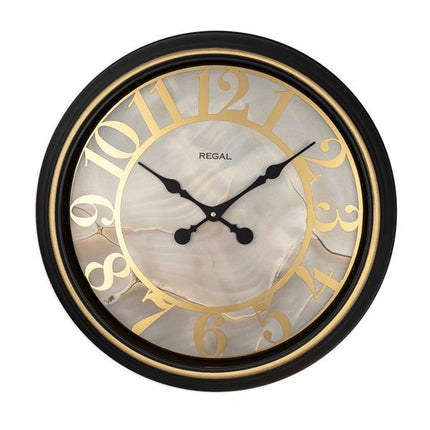 Regal Işıltılı Sedef Kadran Siyah Duvar Saati 64 Cm - Gold Rakamlı Büyük Boy Lüks Dekoratif Saat