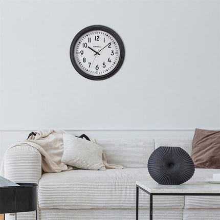REGAL Klasik Metal Duvar Saati | 40 Cm Siyah Sessiz Mekanizma