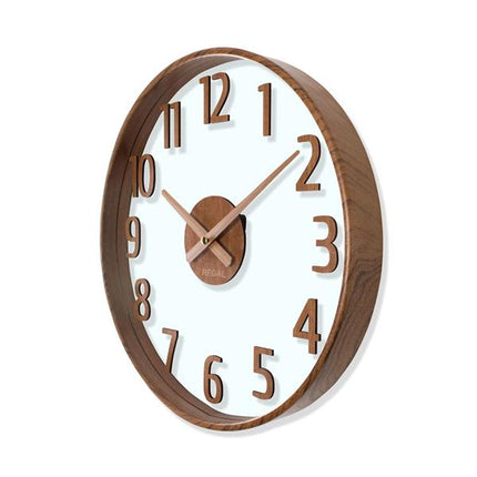 Regal Opal Ceviz Ahşap Görünümlü Duvar Saati 37.5 Cm - Şeffaf Kadranlı Minimalist Saat