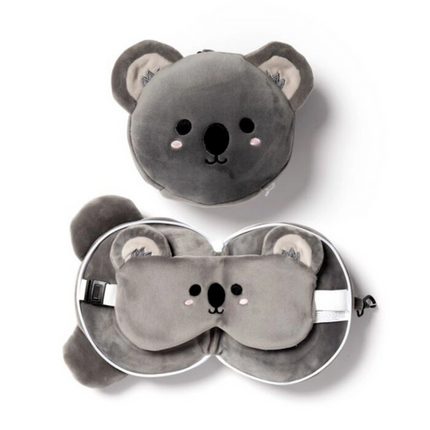 Relaxeazzz Koala Şeklinde Peluş Seyahat Yastığı ve Göz Maskesi