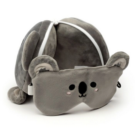 Relaxeazzz Koala Şeklinde Peluş Seyahat Yastığı ve Göz Maskesi