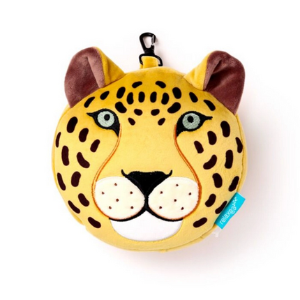 Relaxeazzz Leopar Şeklinde Peluş Seyahat Yastığı ve Göz Maskesi