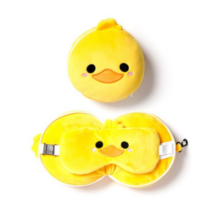 Relaxeazzz Ördek Şeklinde Peluş Seyahat Yastığı ve Göz Maskesi
