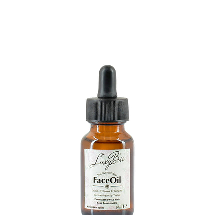 Luxy Bio Rose Face Oil Calms Hydrates Protects All Skin Types 1 oz / 30 ml and 0.17 oz 5ml Travel Size