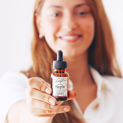 Luxy Bio Rose Face Oil Calms Hydrates Protects All Skin Types 1 oz / 30 ml and 0.17 oz 5ml Travel Size