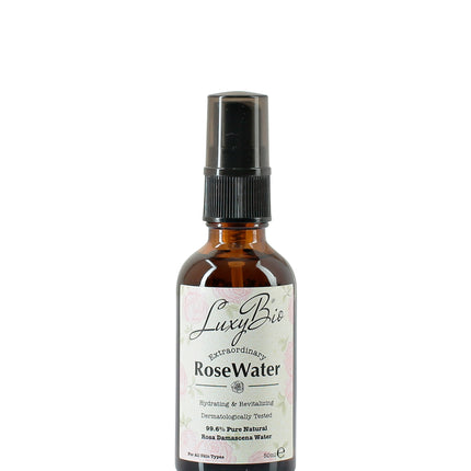 Luxy Bio Pure Rose Water Tonic Water Hydrating Revitalizing All Skin Types 1.70 fl.oz / 50 ml Spray Travel Size