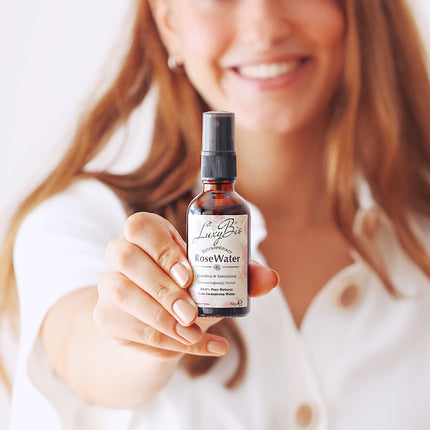 Luxy Bio Pure Rose Water Tonic Water Hydrating Revitalizing All Skin Types 1.70 fl.oz / 50 ml Spray Travel Size