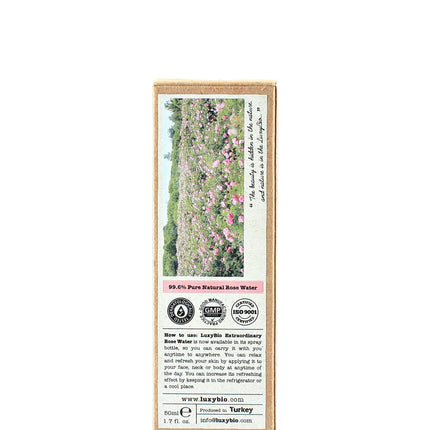 Luxy Bio Pure Rose Water Tonic Water Hydrating Revitalizing All Skin Types 1.70 fl.oz / 50 ml Spray Travel Size