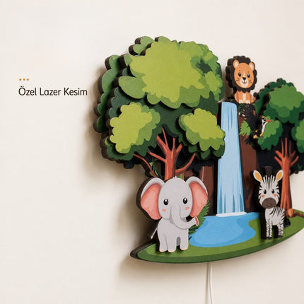 Safari Şelalesi Bebek ve Çocuk Odası LED Duvar Lambası