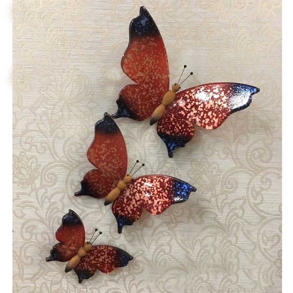 Emayra Şeffaf Kelebek Duvar Dekoru | 3'Lü Kırmızı Set