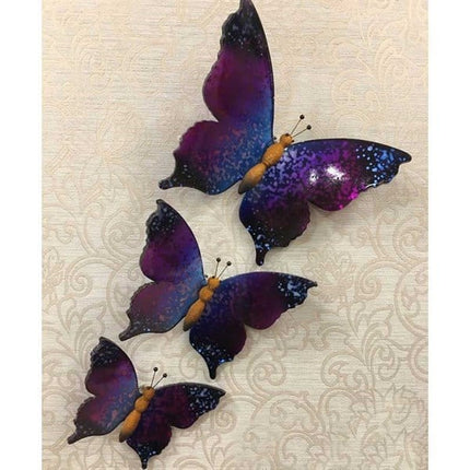 Emayra Şeffaf Kelebek Duvar Dekoru | 3'Lü Mor Set