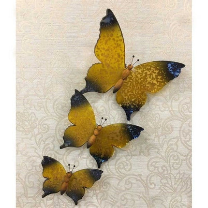 Emayra Şeffaf Kelebek Duvar Dekoru | 3'Lü Sarı Siyah Set