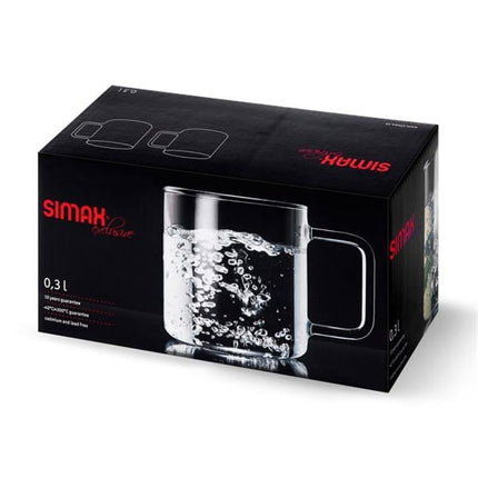 Simax 2'Li Borosilikat Cam Kupa Seti 300 Ml - Isıya Dayanıklı Kulplu Bardak
