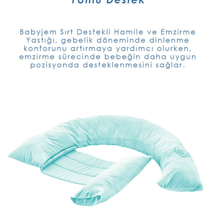 Sırt Destekli Hamile ve Emzirme Yastığı Yeşil