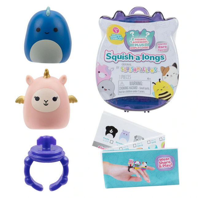 Squish-a-longs 2 Figür + Yüzük Sürpriz Paket Seri 1