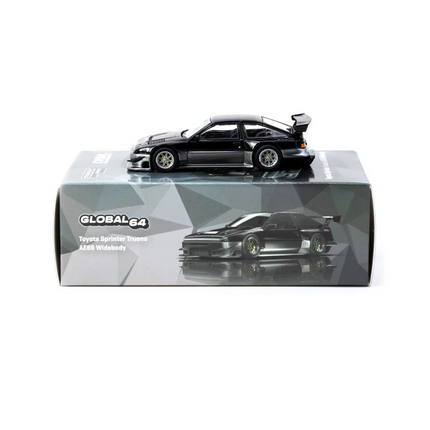 Tarmac Works 1/64 Toyota Sprinter Trueno AE86 Widebody Black/Grey - Designed by Jon Sibal - Malaysia Special Edition