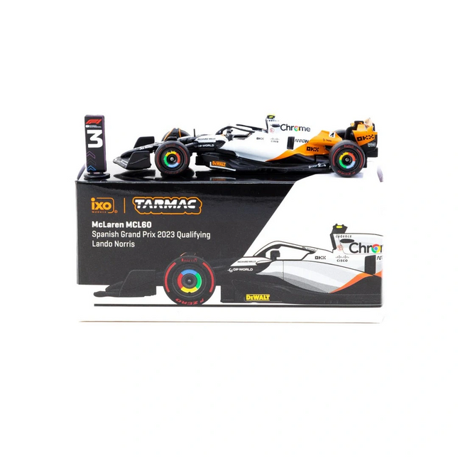 Tarmac Works X iXO Models 1/64 McLaren MCL60 Spanish Grand Prix 2023 Qualifying#4 Lando Norris