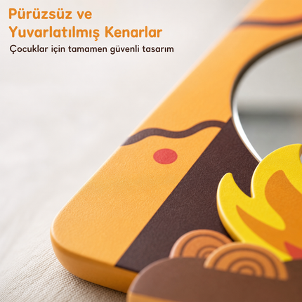 Tuiste Kaktüs Kampı Çadır Tasarımlı Çocuk Odası Dekoratif Duvar Aynası - 30 × 41 cm