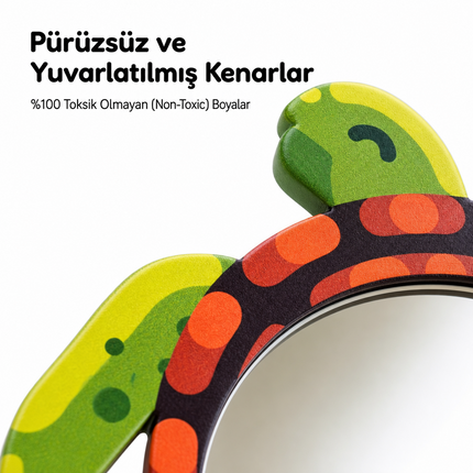 Tuiste Minik Kaplumbağa Tasarımlı Çocuk Odası Dekoratif Duvar Aynası – 27 × 36 cm