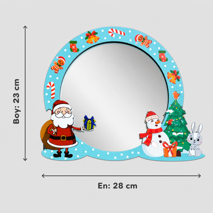 Noel Masalı Yılbaşı Temalı Çocuk Odası Dekoratif Duvar Aynası - 28 × 23 cm