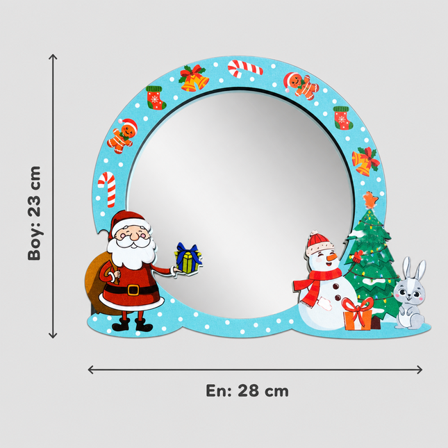 Noel Masalı Yılbaşı Temalı Çocuk Odası Dekoratif Duvar Aynası - 28 × 23 cm