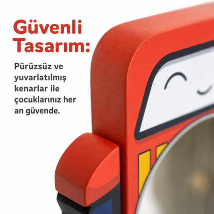 Robot Macerası Tasarımlı Çocuk Odası Dekoratif Duvar Aynası – 28 × 41 cm